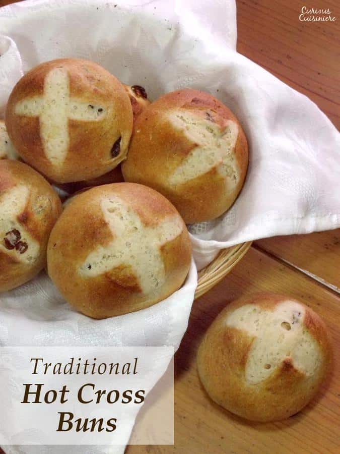 Spiced, fruit-studded Hot Cross Buns are a delicious Easter treat and have quite a bit of folklore associated with them. | Curious Cuisiniere