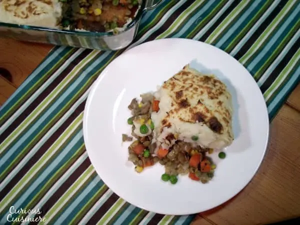 A hearty and flavorful take on an Irish classic, this Vegetarian Shepherd’s Pie is filled with lentils and other vegetables rather than beef or lamb. | www.CuriousCuisiniere.com