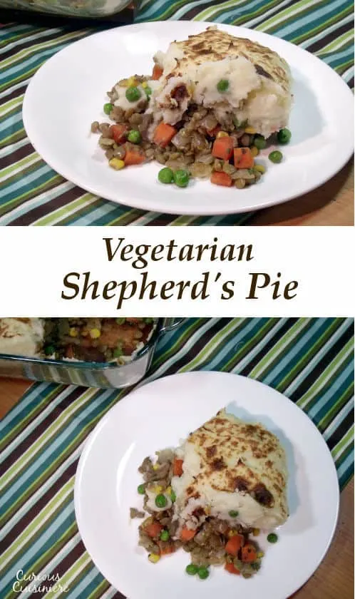 A hearty and flavorful take on an Irish classic, this Vegetarian Shepherd’s Pie is filled with lentils and other vegetables rather than beef or lamb. | www.CuriousCuisiniere.com
