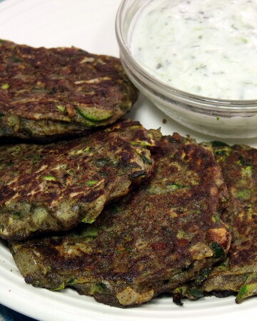 Turkish Zucchini Fritters with Yogurt Cacik from Curious Cuisiniere