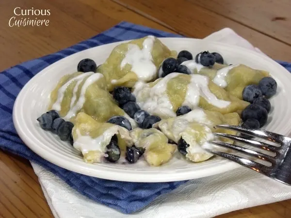 A sweet, summer version of this classic Polish dish, Blueberry Pierogi are a tasty way to enjoy this summer's berry harvest!| www.CuriousCuisiniere.com