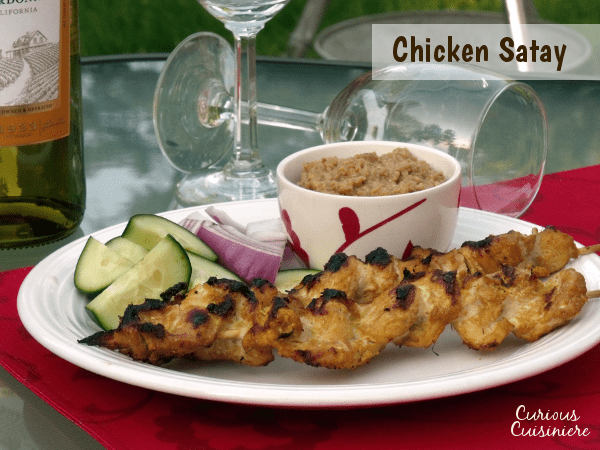 Hand-held skewers of tender Malaysian Satay, served with a nutty Peanut Sauce bring an exotic flair to your summer BBQ. | Curious Cuisiniere