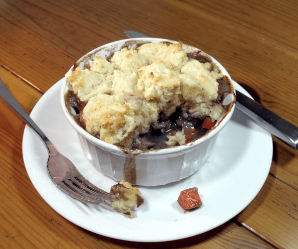 Beef Burgundy is a classic French winter stew. We've turned the classic stew into individual serving pot pies.