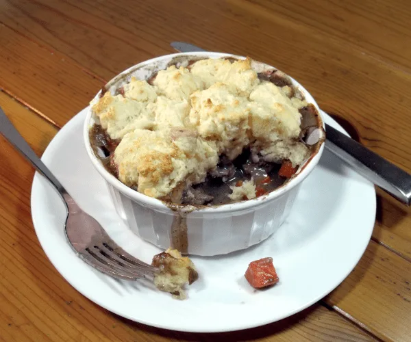 Beef Burgundy is a classic French winter stew. We've turned the classic stew into individual serving pot pies. 