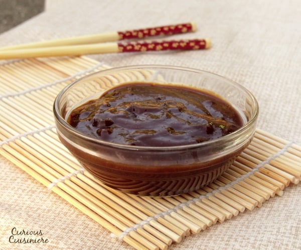 This quick hoisin sauce can be whipped up in minutes from ingredients already in your pantry. Great as a marinade for chicken, beef or pork. Tasty as a dip for egg rolls or a stir fry sauce. | www.curiouscuisiniere.com