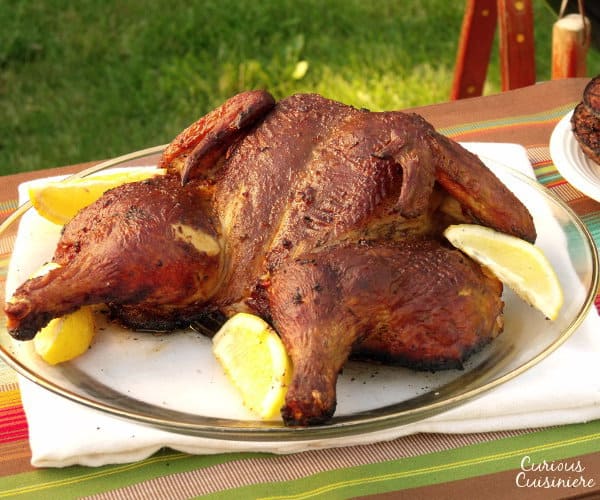 Grilled chicken marinated with lemon, chili peppers, garlic, and herbs. Perfect for your next summer cookout! | www.curiouscuisiniere.com