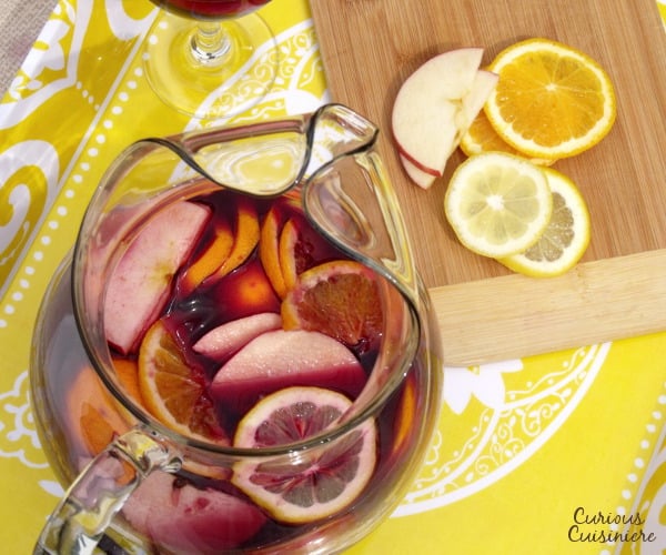 Spanish red wine meets oranges, apples, lemons, and brandy in this classic Spanish red sangria, perfect for any summer party or cookout.