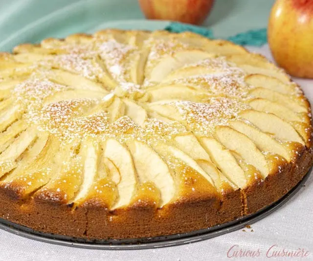 A whole Apfelkuchen, German Apple Cake. | www.CuriousCuisiniere.com