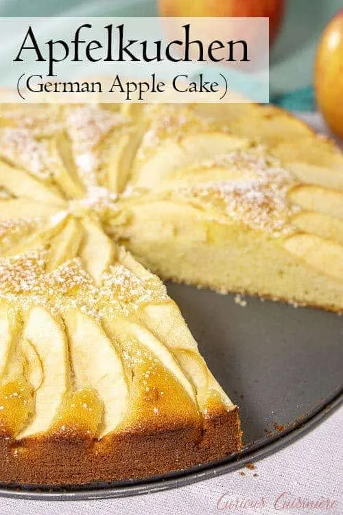 Moist and buttery cake meets fall apples in Apfelkuchen, a classic German Apple Cake that is the perfect recipe for a fall dessert. | www.CuriousCuisiniere.com