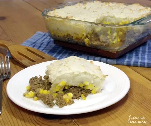 Potatoes, ground beef, and corn combine in this Canadian version of Shepherd's Pie. | www.curiouscuisiniere.com