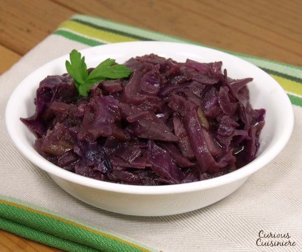 Sweet and tangy German red cabbage is a delicious and healthy side dish for any fall meal. | www.curiouscuisiniere.com