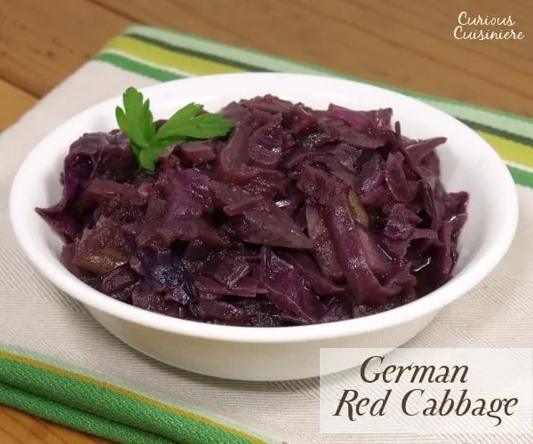 Sweet and tangy, slow braised red cabbage, Blaukraut, is a must-have side with any German meal and a tasty way to get anyone to enjoy cabbage. | www.curiouscuisiniere.com