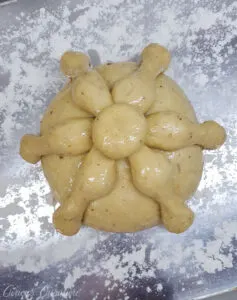 Dough ready to rise for Mexican Day of the Dead Bread Pan de Muerto