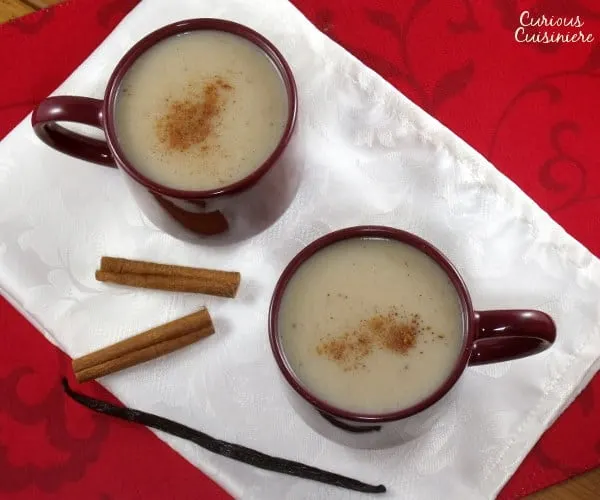 A warming drink perfect for winter, Mexican Atole is full of the comforting flavors of vanilla and cinnamon. | www.curiouscuisiniere.com