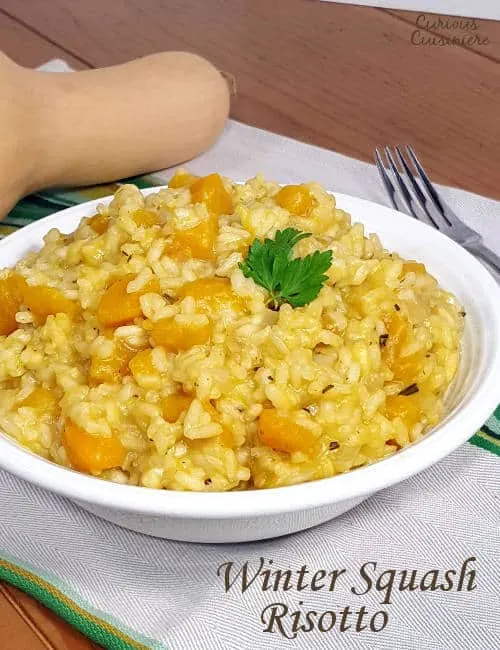 This creamy squash risotto, Risotto alla Zucca, gets a slight sweetness from butternut squash. It's the perfect recipe for a warming fall dinner! | www.CuriousCuisiniere.com