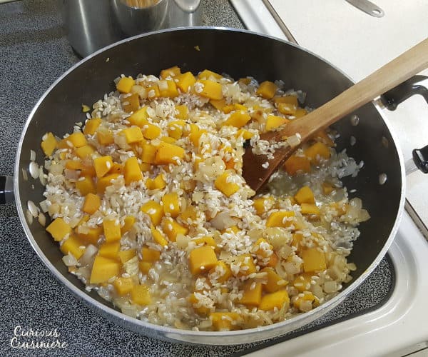 This creamy squash risotto, Risotto alla Zucca, gets a slight sweetness from butternut squash. It's the perfect recipe for a warming fall dinner! | www.CuriousCuisiniere.com