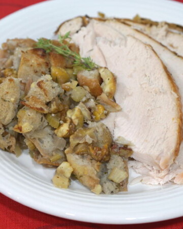 Slightly sweet and nutty, this French Chestnut Stuffing recipe is perfect for any holiday table. | www.curiouscuisiniere.com