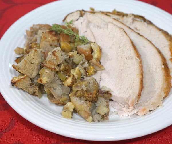 Slightly sweet and nutty, this French Chestnut Stuffing recipe is perfect for any holiday table. | www.curiouscuisiniere.com