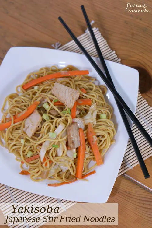 This recipe for a traditional Japanese Yakisoba is a budget-friendly stir fried noodle dish that is perfect for using up leftover meat, like pork, chicken, or turkey. | www.curiouscuisiniere.com