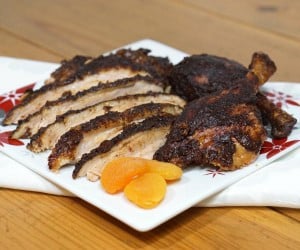 Change up your holiday dinner routine with this recipe for mole seasoned Roast Duck served with a rich Ancho and Apricot Mole Sauce. | www.curiouscuisiniere.com