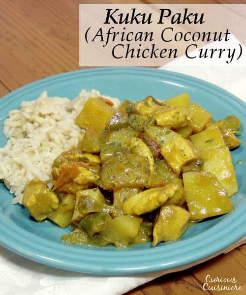 This light and bright African Coconut Chicken Curry is a creamy and comforting dish: the perfect recipe for serving over steamed rice. | www.curiouscuisiniere.com