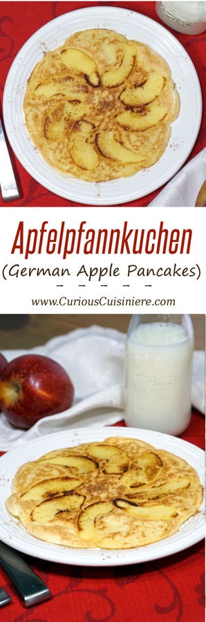 Apfelpfannkuchen, or German Apple Pancakes, are a light and eggy breakfast treat, full of slices of sweet, caramelized apples. | www.CuriousCuisiniere.com