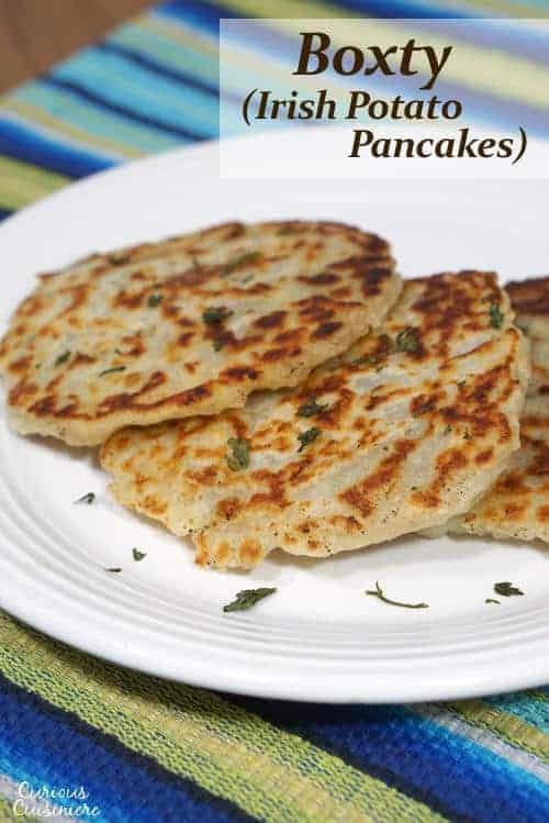 Potato pancakes are common in many European and Middle Eastern countries. Boxty is the Irish version. | www.CuriousCuisiniere.com