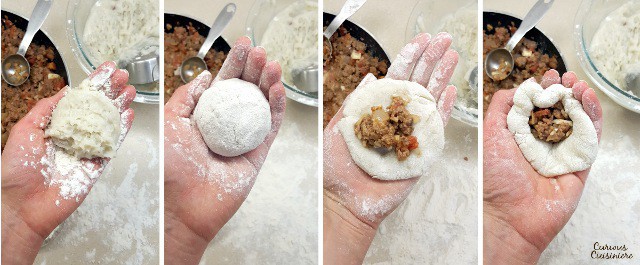 These fried potato balls will surprise you with their flavorful beef and rice center! The Colombian version of Papas Rellenas is the perfect recipe for a party appetizer or a fun dinner. | www.CuriousCuisiniere.com 