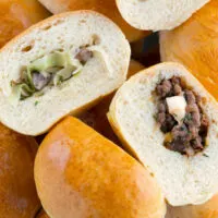 Baked Piroshki - Russian Stuffed Rolls with beef or cabbage filling