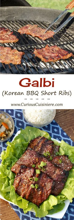 Galbi, Korean BBQ Short Ribs, takes grilled short ribs to a whole new level with a unique cut and a sweet and salty marinade. | www.CuriousCuisiniere.com
