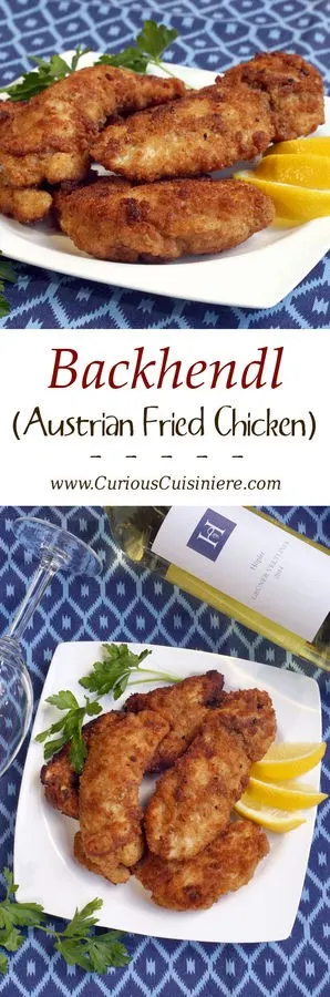 Give fried chicken an Austrian flair with easy to make Backhendl. If you love Schnitzel, this Austrian fried chicken will soon become a favorite too! | www.CuriousCuisiniere.com 