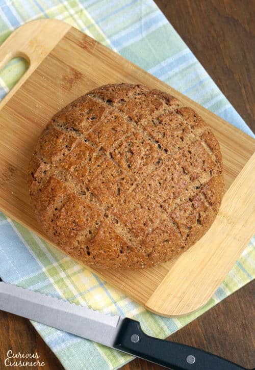 If you love hearty rye bread, Bauernbrot is for you! This German farmer's bread brings authentic flavor and texture together in one easy to make loaf. | www.CuriousCuisiniere.com