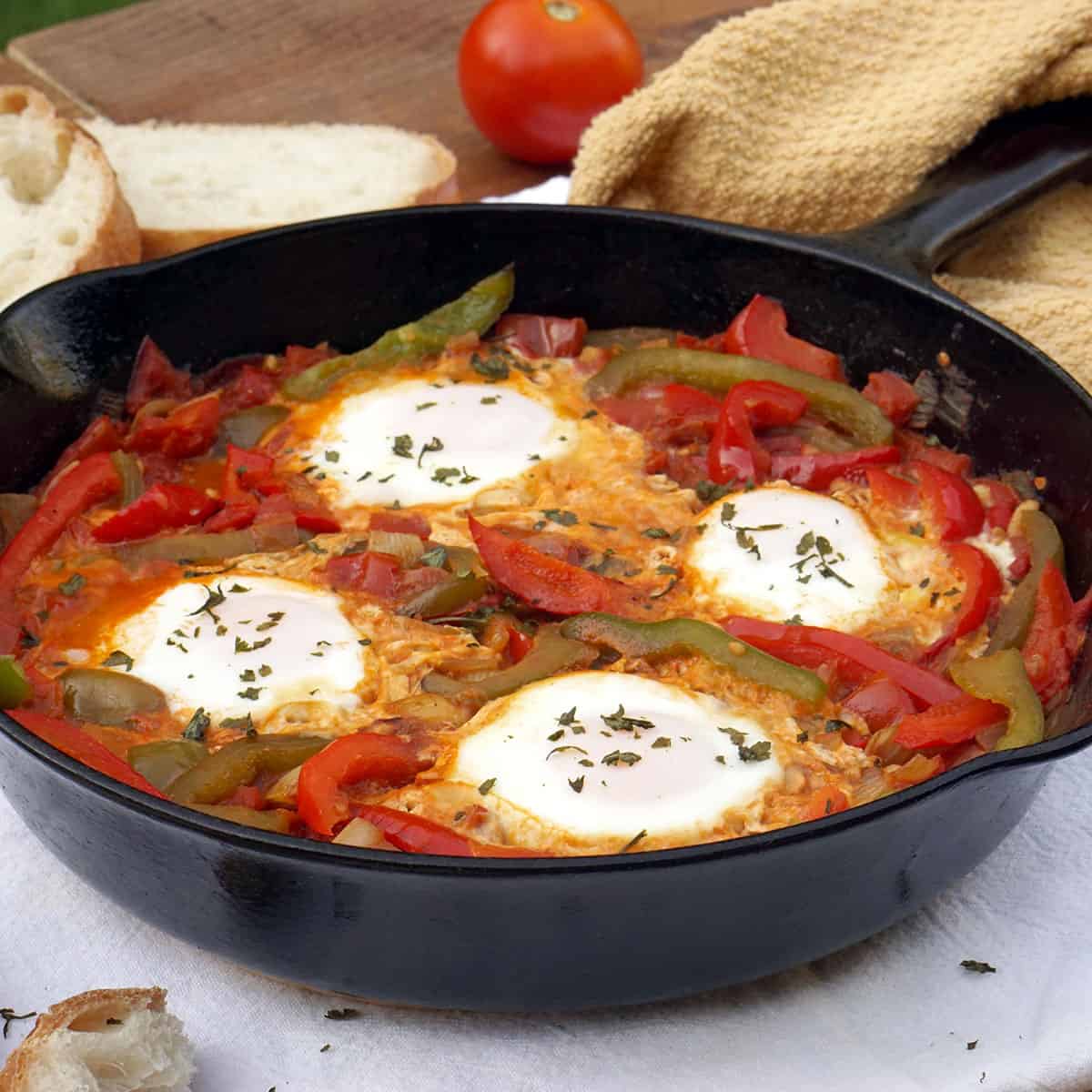 Chakchouka (Tunisian Eggs in Tomato Sauce) • Curious Cuisiniere