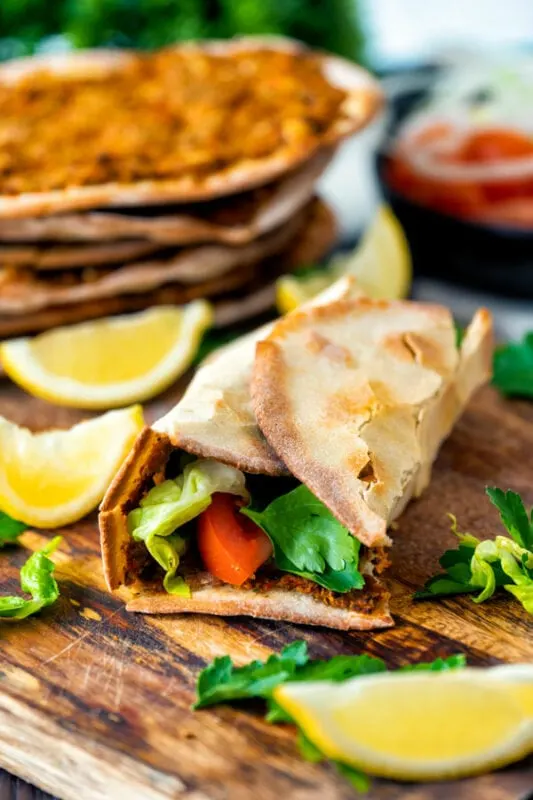 Lahmacun - Turkish Pizza - rolled and ready to eat