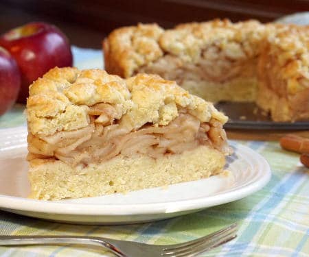 This Szarlotka recipe combines a thick layer of apples with a dense, cake-like crust and a crumble topping, to create a Polish apple pie that is sure to be a fall favorite. | www.CuriousCuisiniere.com