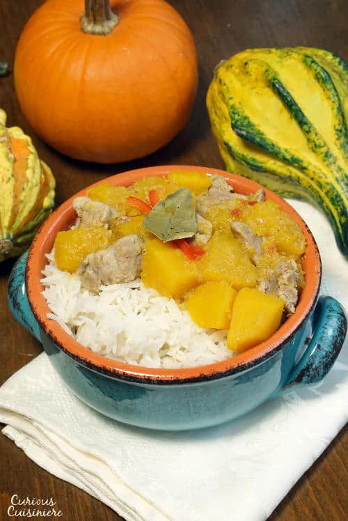 This creamy, Thai Pumpkin Curry recipe brings the comforting flavors of fall into one easy meal, perfect for a weeknight dinner. | www.CuriousCuisiniere.com