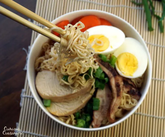Nutritious, delicious, homemade Ramen soup is made SUPER EASY in your slow cooker! You don't want to miss this easy and versatile weeknight dinner recipe! | www.CuriousCuisiniere.com