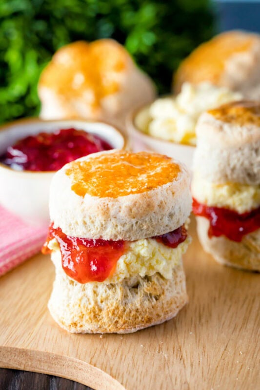 English scone recipe served with clotted cream and jam