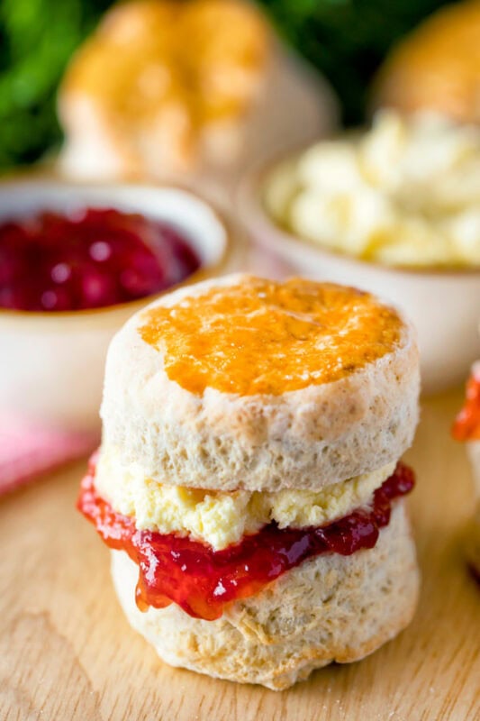 English scone with jam on the bottom