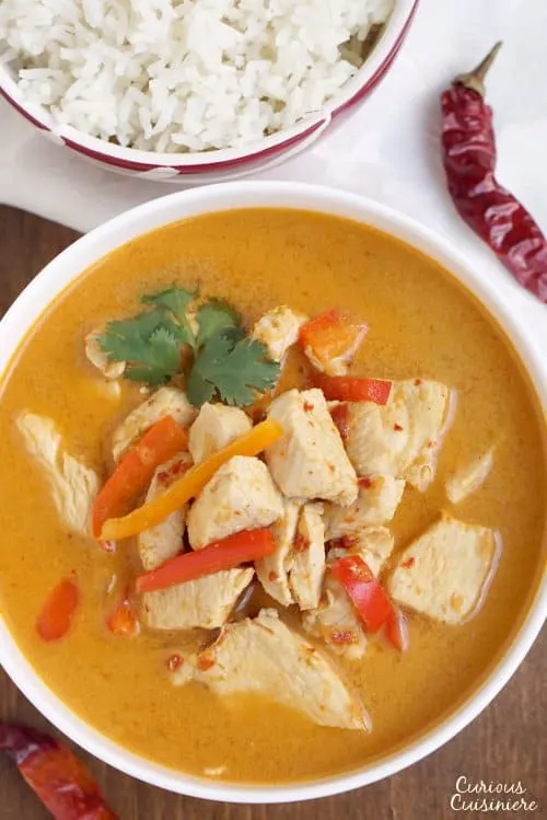 Thai Red Curry is a creamy and flavorful curry that is incredibly versatile and easy to make. It's the perfect weeknight dinner! | www.CuriousCuisiniere.com 