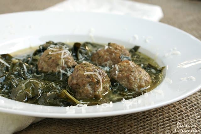 The perfect marriage of hearty meat and healthy greens, our easy Italian wedding soup recipe is quick and tasty, perfect for a chilly day. | www.CuriousCuisiniere.com