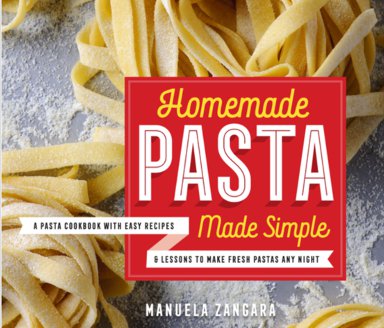 Homemade Pasta Made Simple cookbook cover with fresh pasta nests.