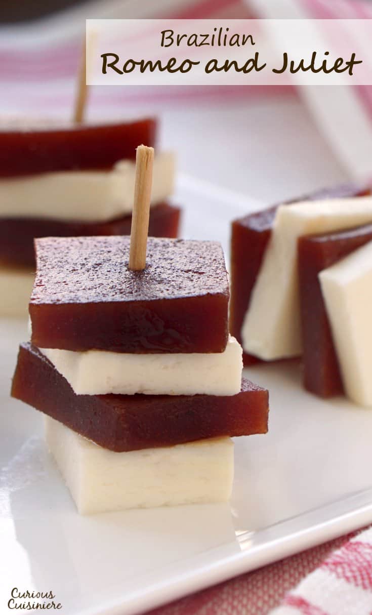 Like star-crossed lovers, the flavor combination in this Brazilian Romeo and Juliet recipe is a perfect pairing. Salty, soft cheese and sweet, guava paste combine in this unique and simple dish, which can be served as an dessert or appetizer. | www.CuriousCuisiniere.com