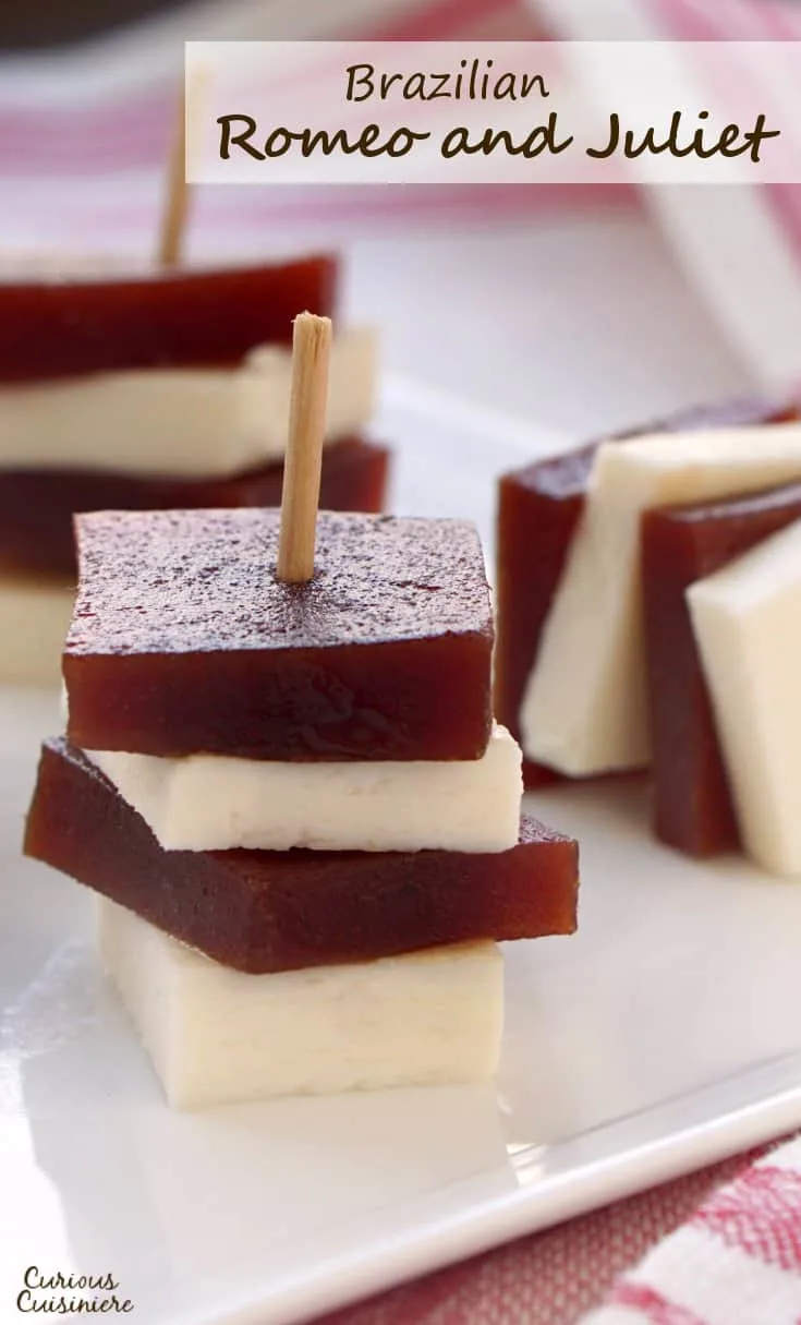 Like star-crossed lovers, the flavor combination in this Brazilian Romeo and Juliet recipe is a perfect pairing. Salty, soft cheese and sweet, guava paste combine in this unique and simple dish, which can be served as an dessert or appetizer. | www.CuriousCuisiniere.com