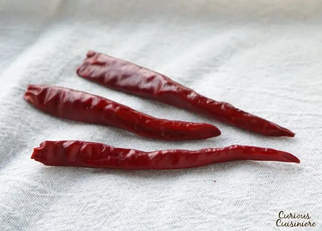 Chiles de Arbol are bright red chilies with a nice heat and a nutty flavor.| www.CuriousCuisiniere.com