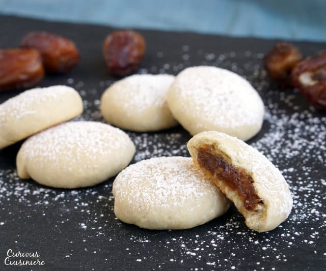 Maamoul Cookies are melt in your mouth, date filled cookies that are low in sugar but robust in flavor. | www.CuriousCuisiniere.com 