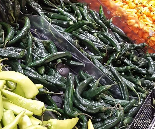 Fresh green chile peppers.