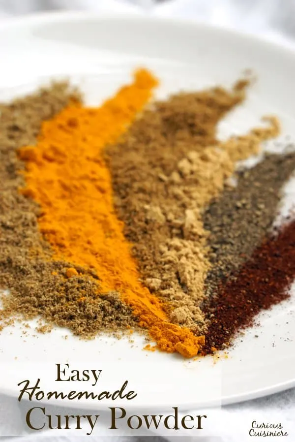 Our simple homemade curry powder is an easy way to have instant access to curry powder, using spices that you probably already have in your pantry. | www.CuriousCuisiniere.com