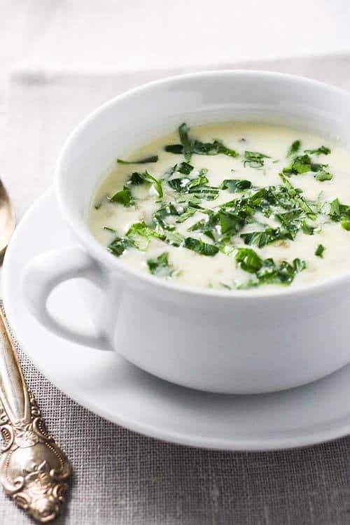 If you're looking for comfort food, whip up a bowl of this Armenian Yogurt Soup, called Spas. This simple dish gets wonderful flavor from yogurt and herbs and texture from wheat berries.  | www.CuriousCuisiniere.com