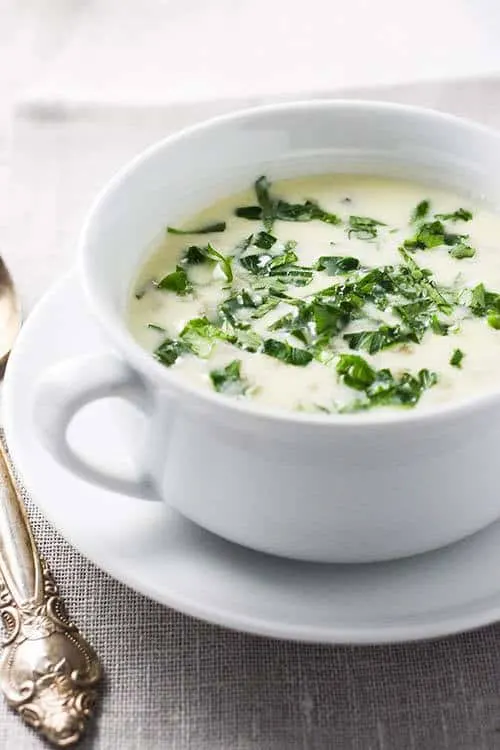 If you're looking for comfort food, whip up a bowl of this Armenian Yogurt Soup, called Spas. This simple dish gets wonderful flavor from yogurt and herbs and texture from wheat berries.  | www.CuriousCuisiniere.com